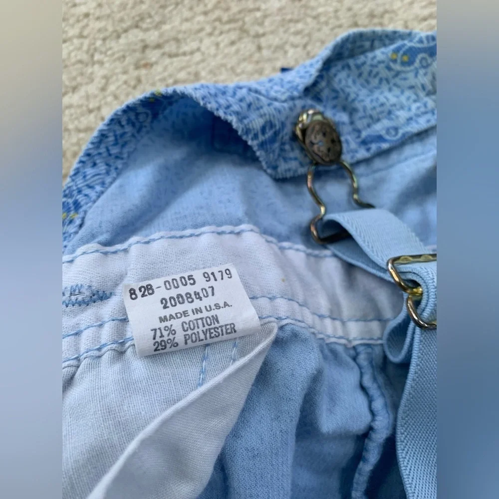 Vintage OshKosh Size 12 Months Blue Transportation Car Print Corduroy Overalls